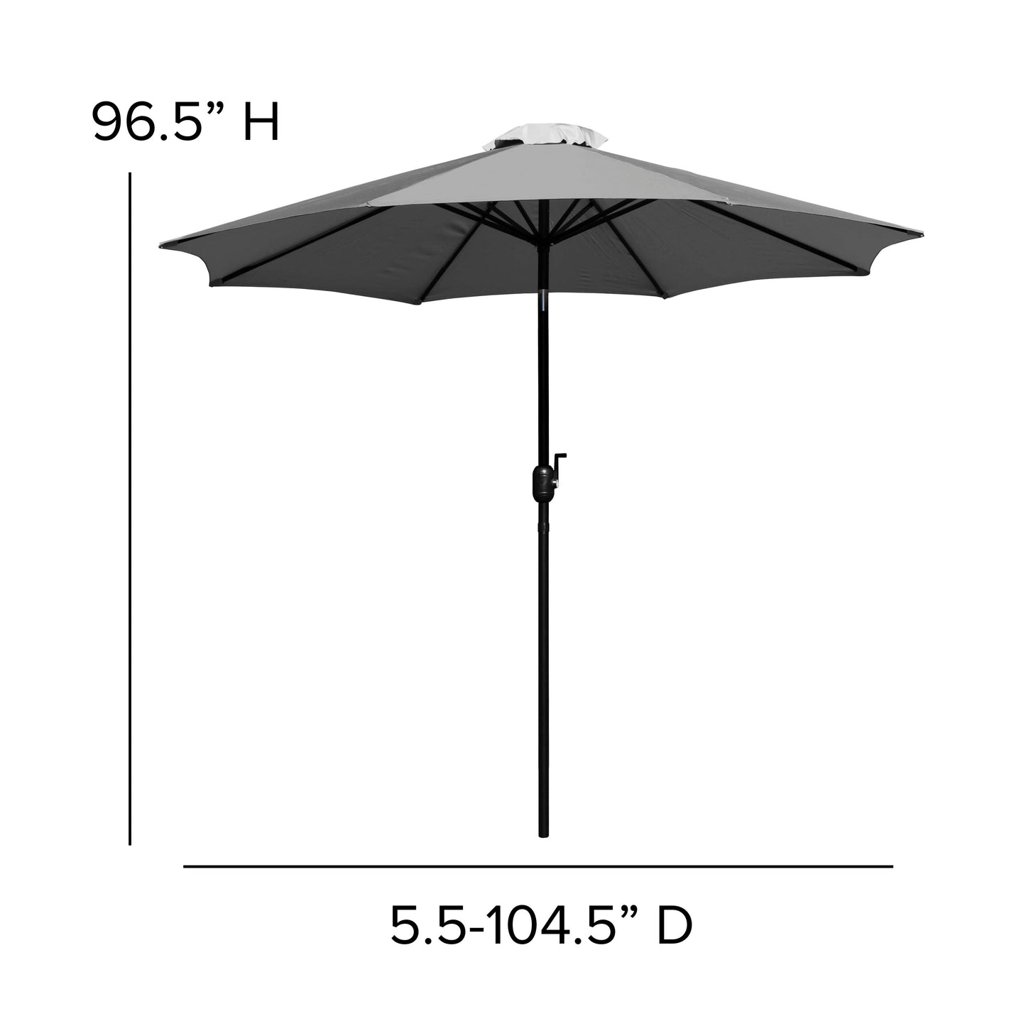 Lark 7 Piece All-Weather Deck or Patio Set-4 Stacking Faux Teak Chairs, 35" Square Faux Teak Table, Gray Umbrella & Base