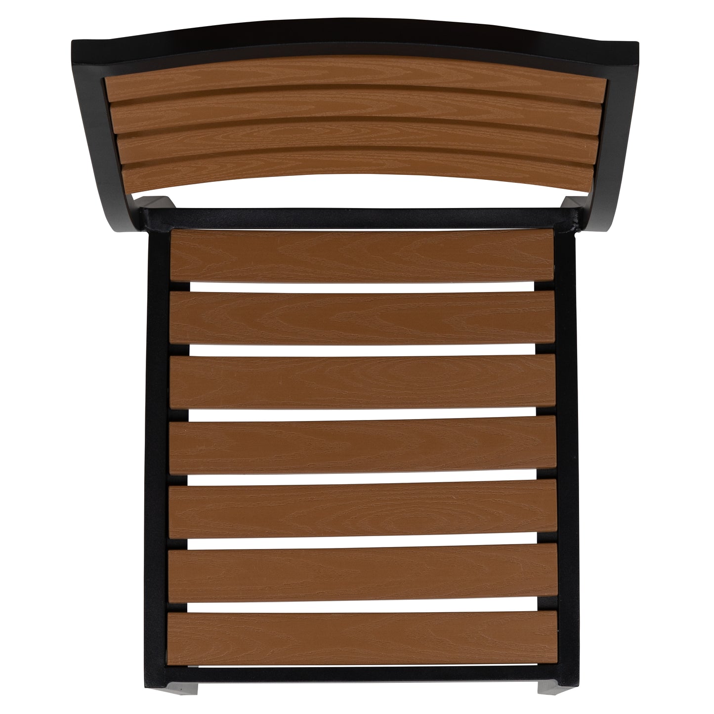 Lark 7 Piece All-Weather Deck or Patio Set-4 Stacking Faux Teak Chairs, 35" Square Faux Teak Table, Teal Umbrella & Base