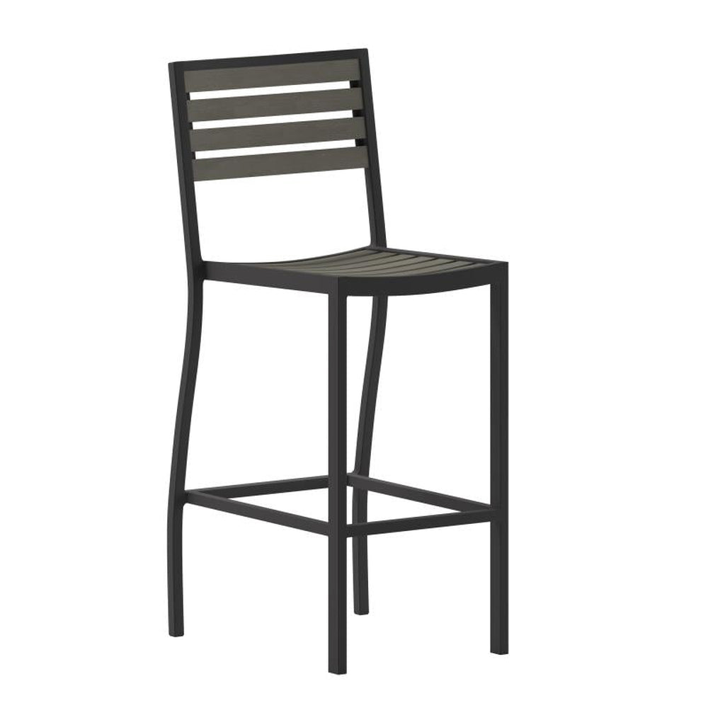 Lark Outdoor Faux Wood Poly Resin Bar Height Stools