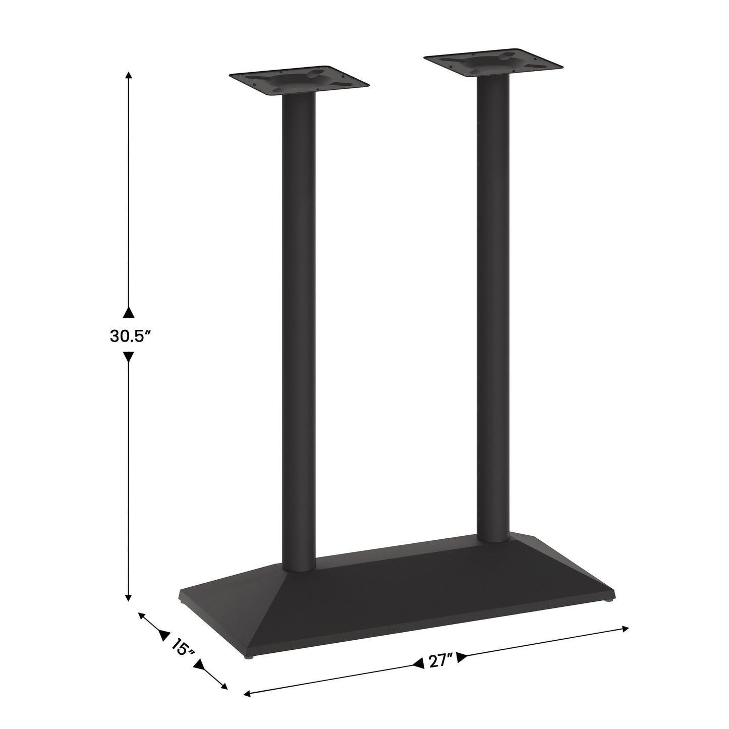 Palis 27"W x 15"D Indoor/Outdoor Dining Height Double Column Table Base for 30" x 48" Table Tops, Black