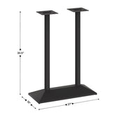 Palis 27"W x 15"D Indoor/Outdoor Dining Height Double Column Table Base for 30" x 48" Table Tops, Black