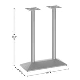 Palis 27"W x 15"D Indoor/Outdoor Dining Height Double Column Table Base for 30" x 48" Table Tops, Silver