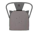 Lincoln 30'' High Silver Antique Finish with Clear Coat Indoor Barstool with Back and Gray Poly Resin Wood Seat
