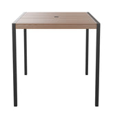 Lark 3 Piece Outdoor Patio Table Set - 30" x 48" Synthetic Teak Patio Table with Gray Umbrella and Base