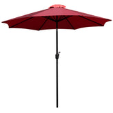 Lark 3 Piece Outdoor Patio Table Set - 30" x 48" Synthetic Teak Patio Table with Red Umbrella and Base