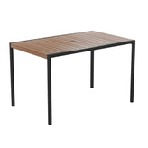 Lark 3 Piece Outdoor Patio Table Set - 30" x 48" Synthetic Teak Patio Table with Teal Umbrella and Base
