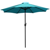 Lark 3 Piece Outdoor Patio Table Set - 30" x 48" Synthetic Teak Patio Table with Teal Umbrella and Base
