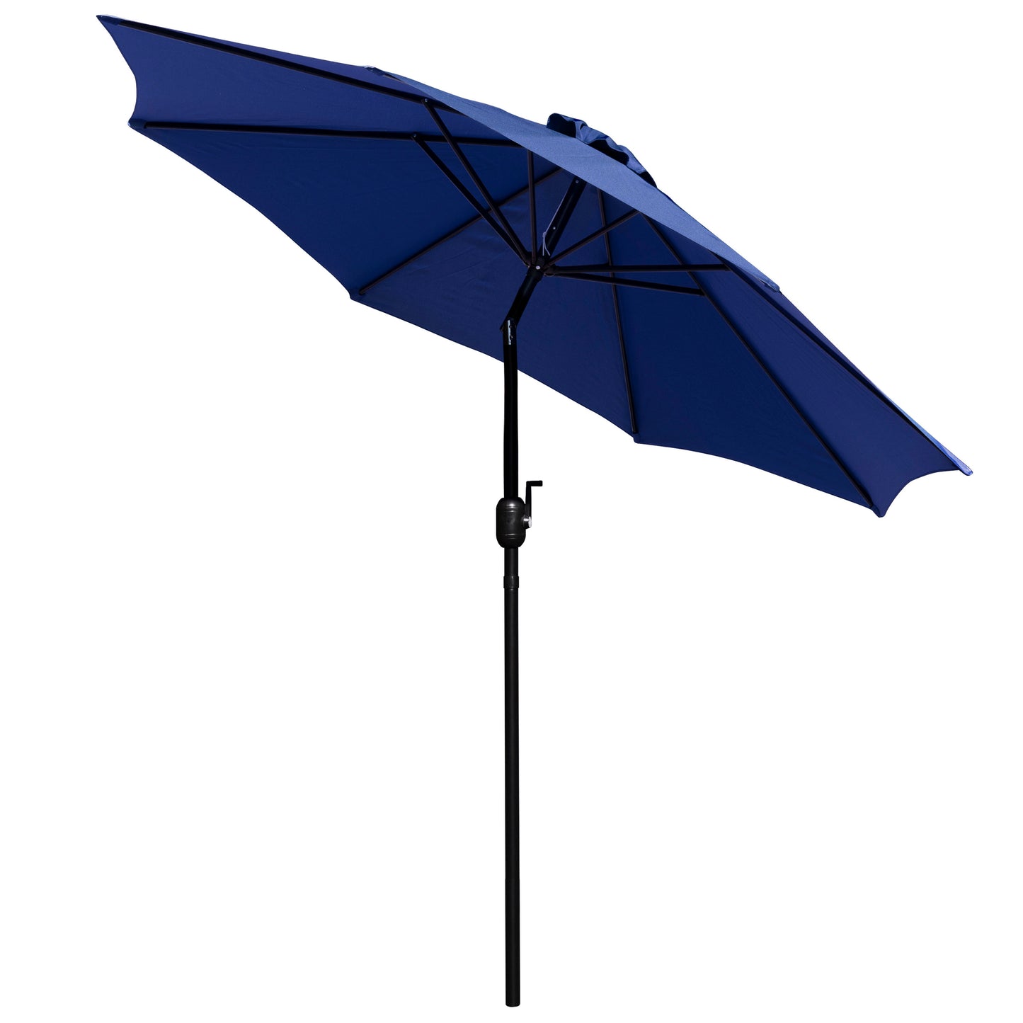 Lark 3 Piece Outdoor Patio Table Set - 35" Square Synthetic Teak Patio Table with Navy Umbrella and Base