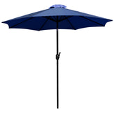 Lark 3 Piece Outdoor Patio Table Set - 35" Square Synthetic Teak Patio Table with Navy Umbrella and Base
