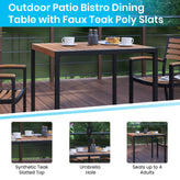 Lark 3 Piece Outdoor Patio Table Set - 35" Square Synthetic Teak Patio Table with Red Umbrella and Base