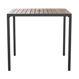 Lark 3 Piece Outdoor Patio Table Set - 35" Square Synthetic Teak Patio Table with Red Umbrella and Base