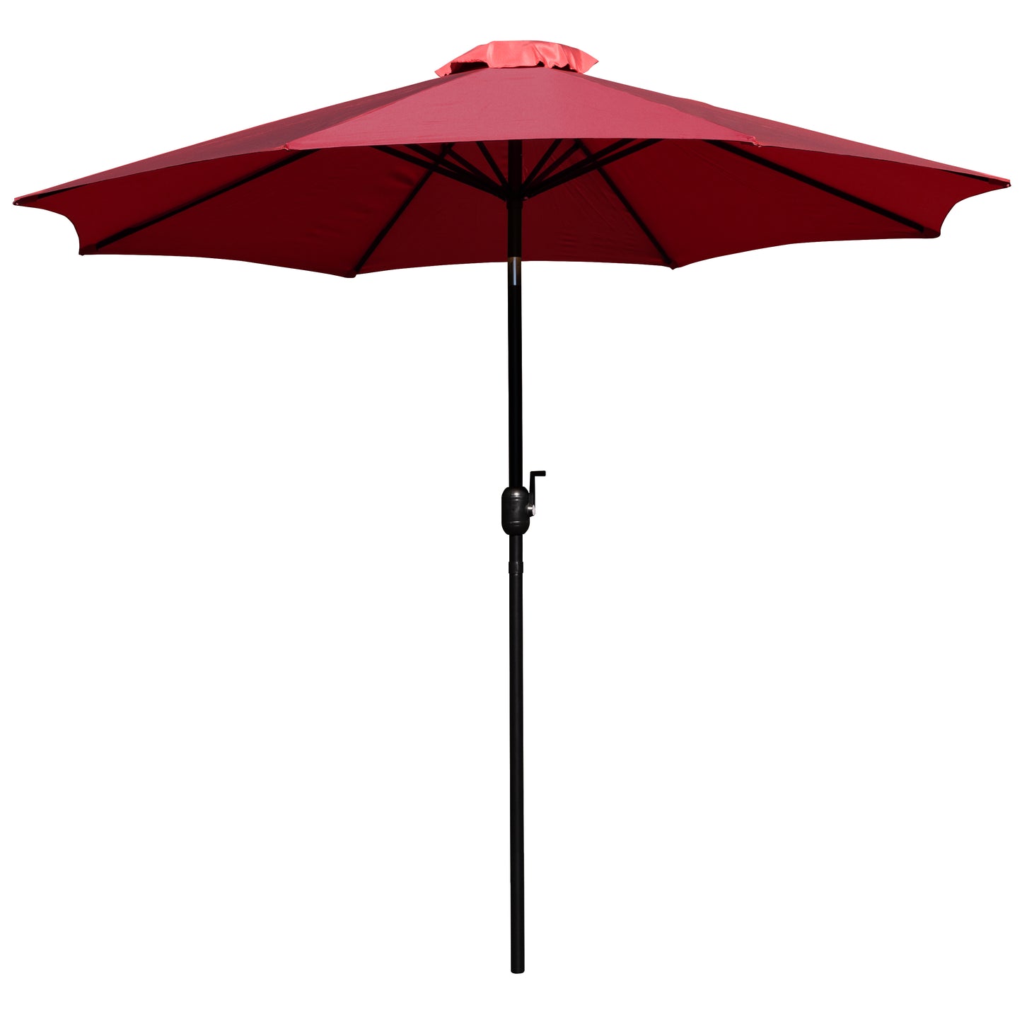 Lark 3 Piece Outdoor Patio Table Set - 35" Square Synthetic Teak Patio Table with Red Umbrella and Base