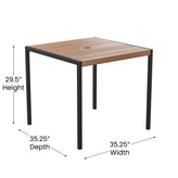 Lark 3 Piece Outdoor Patio Table Set - 35" Square Synthetic Teak Patio Table with Teal Umbrella and Base