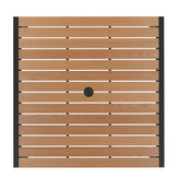 Lark 3 Piece Outdoor Patio Table Set - 35" Square Synthetic Teak Patio Table with Teal Umbrella and Base