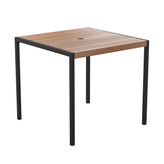 Lark 3 Piece Outdoor Patio Table Set - 35" Square Synthetic Teak Patio Table with Teal Umbrella and Base