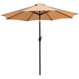 Lark 3 Piece Outdoor Patio Table Set - 35" Square Synthetic Teak Patio Table with Umbrella Hole and Tan Umbrella with Base
