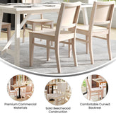 Naples Commercial Grade Solid Wood Dining Chair with Curved Backrest and Antique White Finish