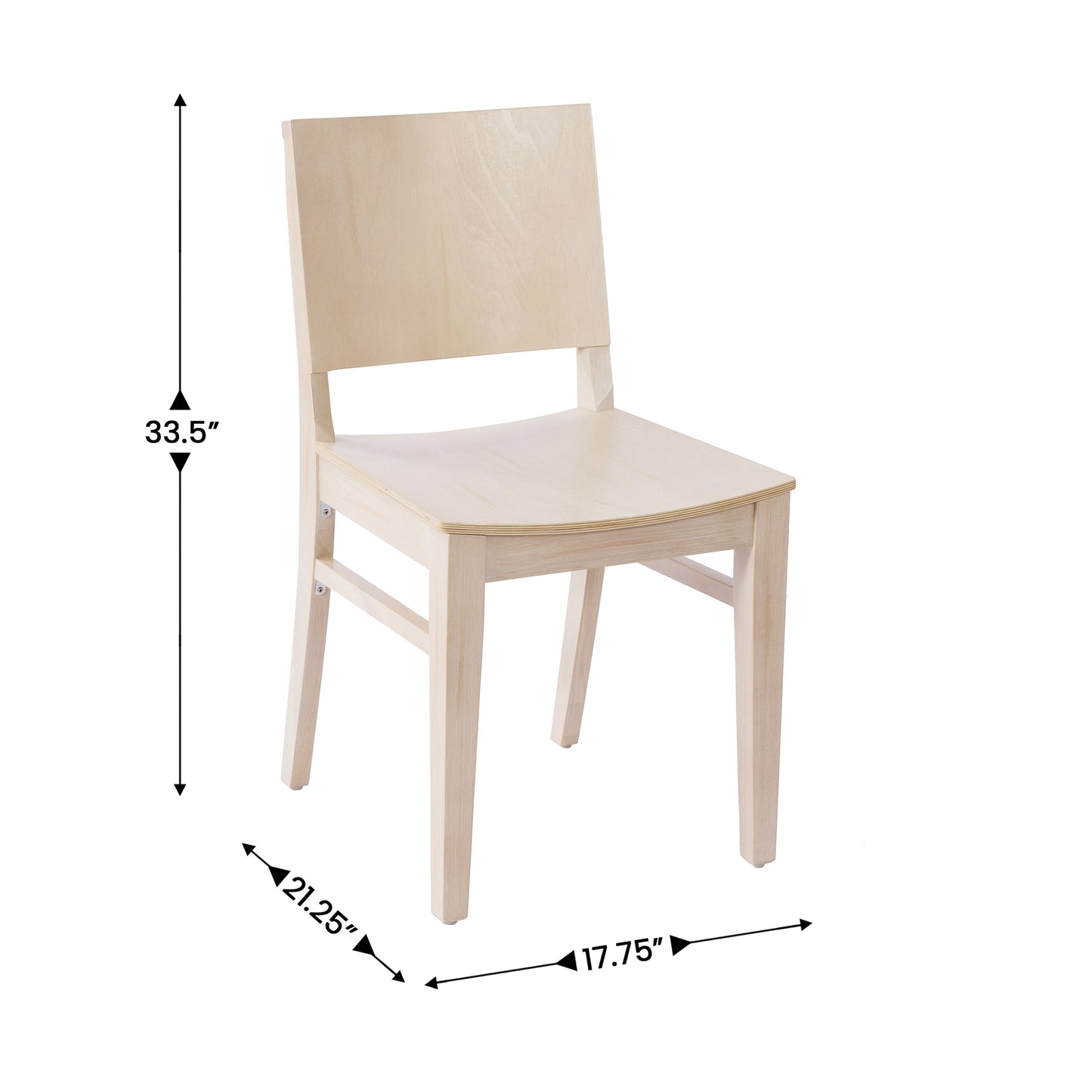 Naples Commercial Grade Solid Wood Dining Chair with Curved Backrest and Antique White Finish