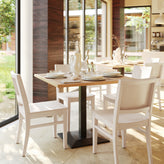 Naples Commercial Grade Solid Wood Dining Chair with Curved Backrest and Antique White Finish