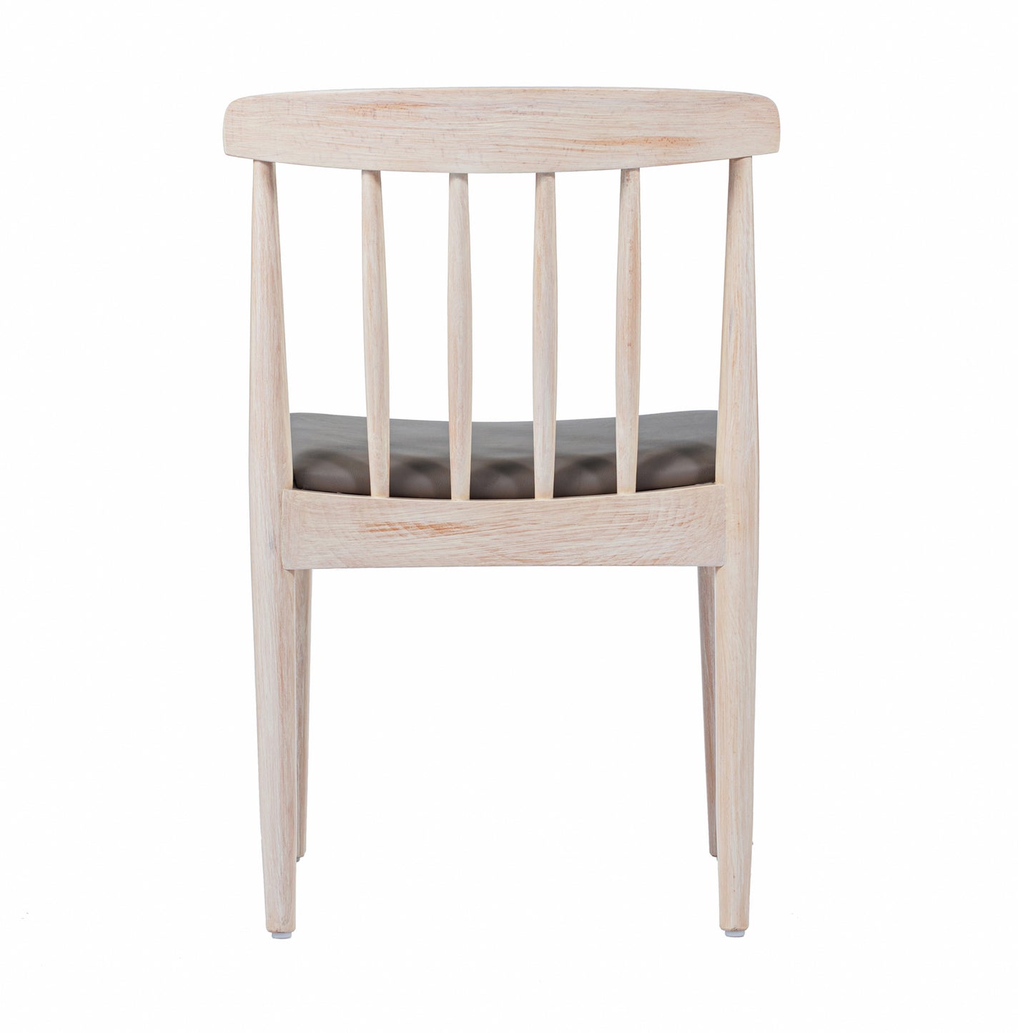 Chester Commercial Grade Solid Wood Antique White Dining Chair with Curved Spindle Backrest and Beige Vinyl Seat