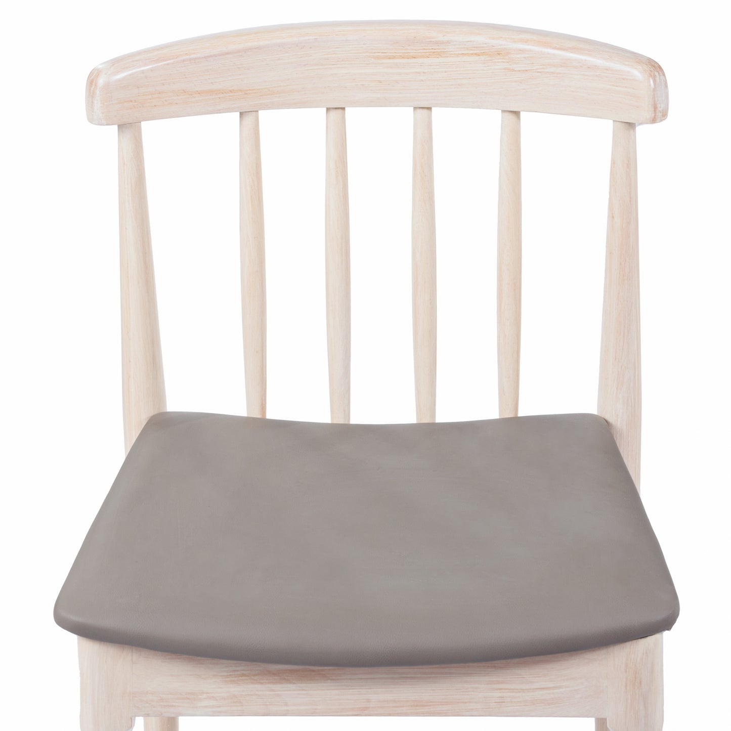 Chester Commercial Grade Solid Wood Antique White Dining Chair with Curved Spindle Backrest and Beige Vinyl Seat
