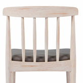 Chester Commercial Grade Solid Wood Antique White Dining Chair with Curved Spindle Backrest and Beige Vinyl Seat