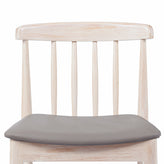 Chester Commercial Grade Solid Wood Antique White Dining Chair with Curved Spindle Backrest and Beige Vinyl Seat