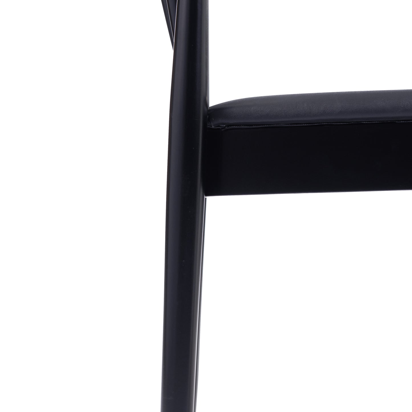 Chester Commercial Grade Solid Wood Black Dining Chair with Curved Spindle Backrest and Black Vinyl Seat