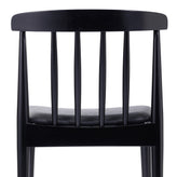 Chester Commercial Grade Solid Wood Black Dining Chair with Curved Spindle Backrest and Black Vinyl Seat