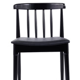 Chester Commercial Grade Solid Wood Black Dining Chair with Curved Spindle Backrest and Black Vinyl Seat