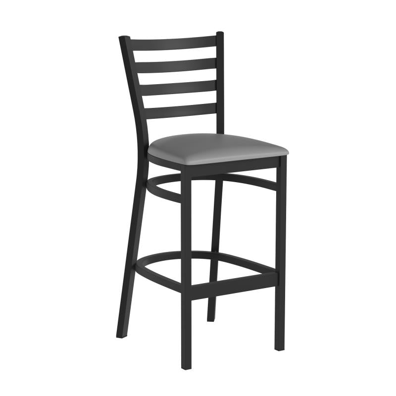 HERCULES Series Black Ladder Back Metal Restaurant Barstool