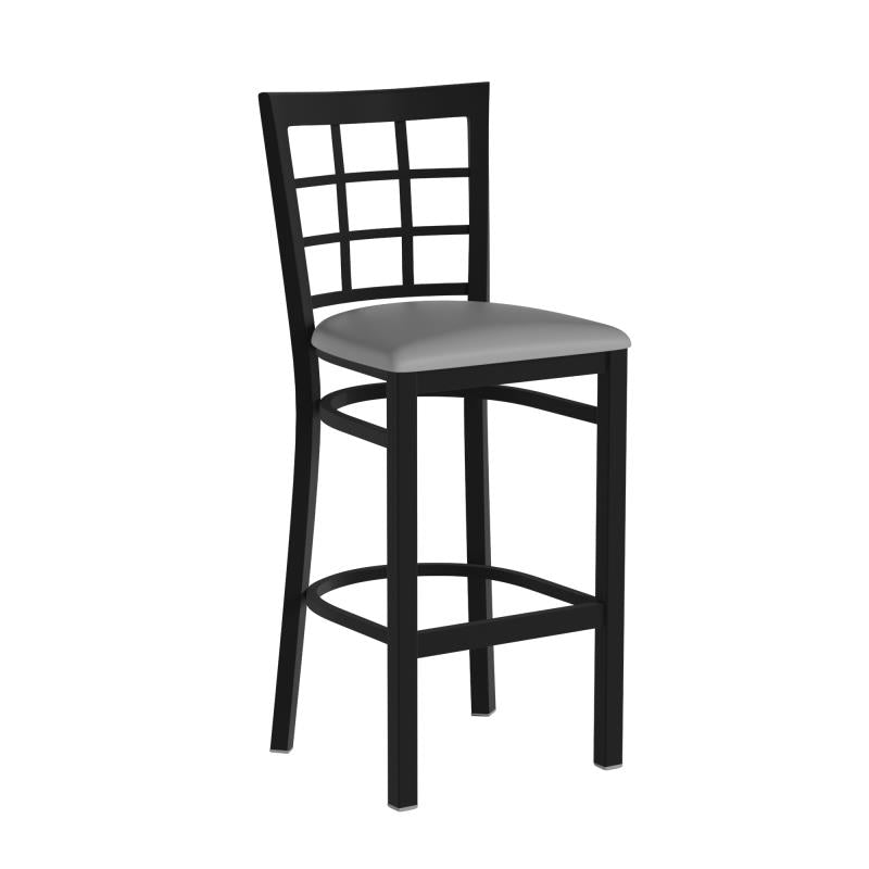 HERCULES Series Black Window Back Metal Restaurant Barstool