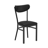 Wright Commercial Dining Chair with 500 LB. Capacity Black Steel Frame, Black Vinyl Boomerang Back, and Black Vinyl Seat