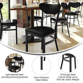 Wright Commercial Dining Chair with 500 LB. Capacity Black Steel Frame, Black Vinyl Boomerang Back, and Black Vinyl Seat