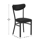 Wright Commercial Dining Chair with 500 LB. Capacity Black Steel Frame, Black Vinyl Boomerang Back, and Black Vinyl Seat