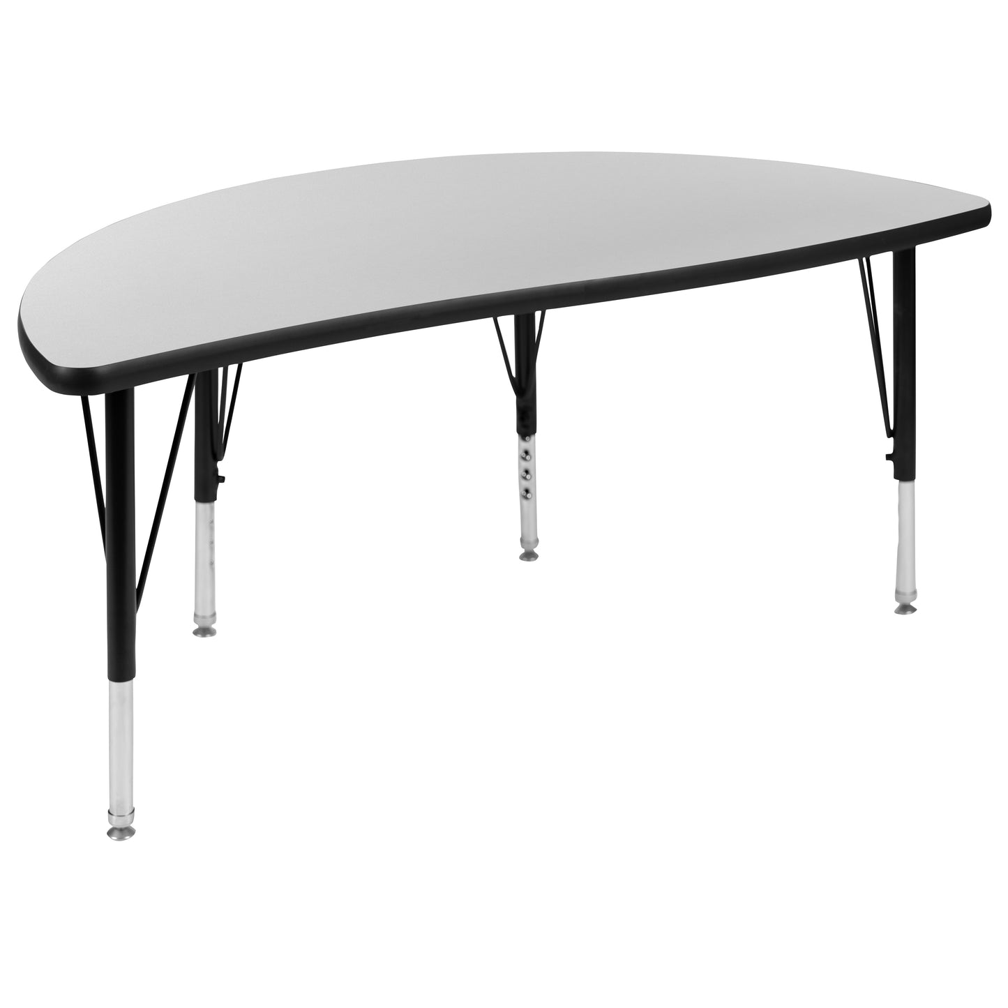 Emmy 76" Oval Wave Flexible Laminate Activity Table Set with 12" Student Stack Chairs, Grey/Black