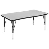 Emmy 76" Oval Wave Flexible Laminate Activity Table Set with 12" Student Stack Chairs, Grey/Black