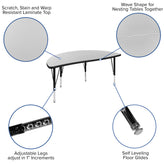 Emmy 76" Oval Wave Flexible Laminate Activity Table Set with 12" Student Stack Chairs, Grey/Black