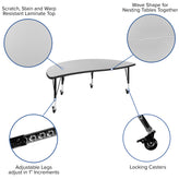 Emmy Mobile 86" Oval Wave Flexible Laminate Activity Table Set with 12" Student Stack Chairs, Grey/Black