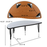 Emmy 47.5" Circle Wave Flexible Laminate Activity Table Set with 12" Student Stack Chairs, Grey/Black
