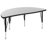 Emmy 47.5" Circle Wave Flexible Laminate Activity Table Set with 12" Student Stack Chairs, Grey/Black