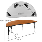 Emmy 60" Circle Wave Flexible Laminate Activity Table Set with 12" Student Stack Chairs, Oak/Black