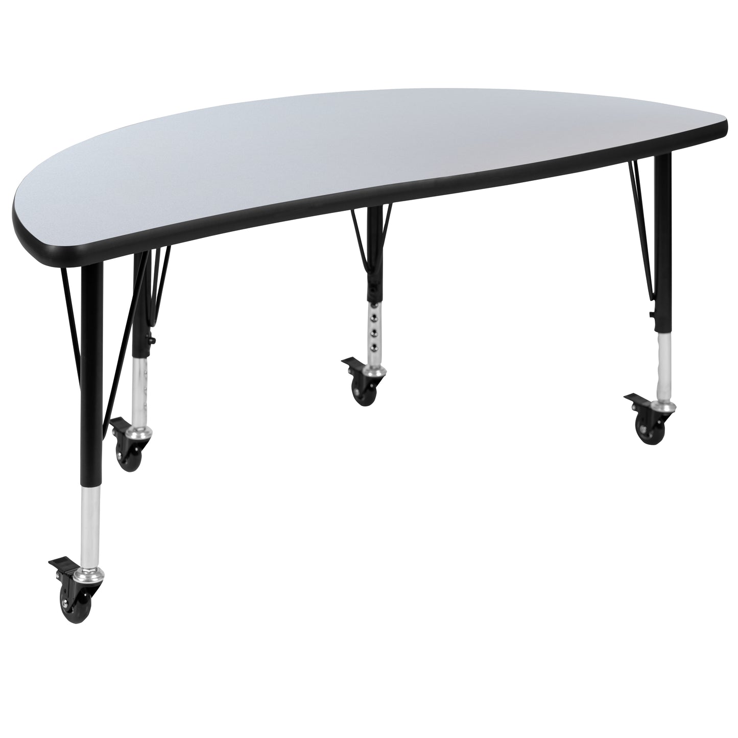 Emmy Mobile 76" Oval Wave Flexible Laminate Activity Table Set with 14" Student Stack Chairs, Grey/Black