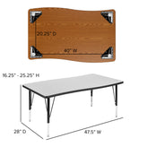 Emmy 76" Oval Wave Flexible Laminate Activity Table Set with 14" Student Stack Chairs, Grey/Black