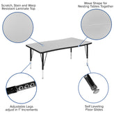 Emmy 76" Oval Wave Flexible Laminate Activity Table Set with 14" Student Stack Chairs, Grey/Black