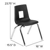 Emmy Mobile 47.5" Circle Wave Flexible Laminate Activity Table Set with 14" Student Stack Chairs, Oak/Black
