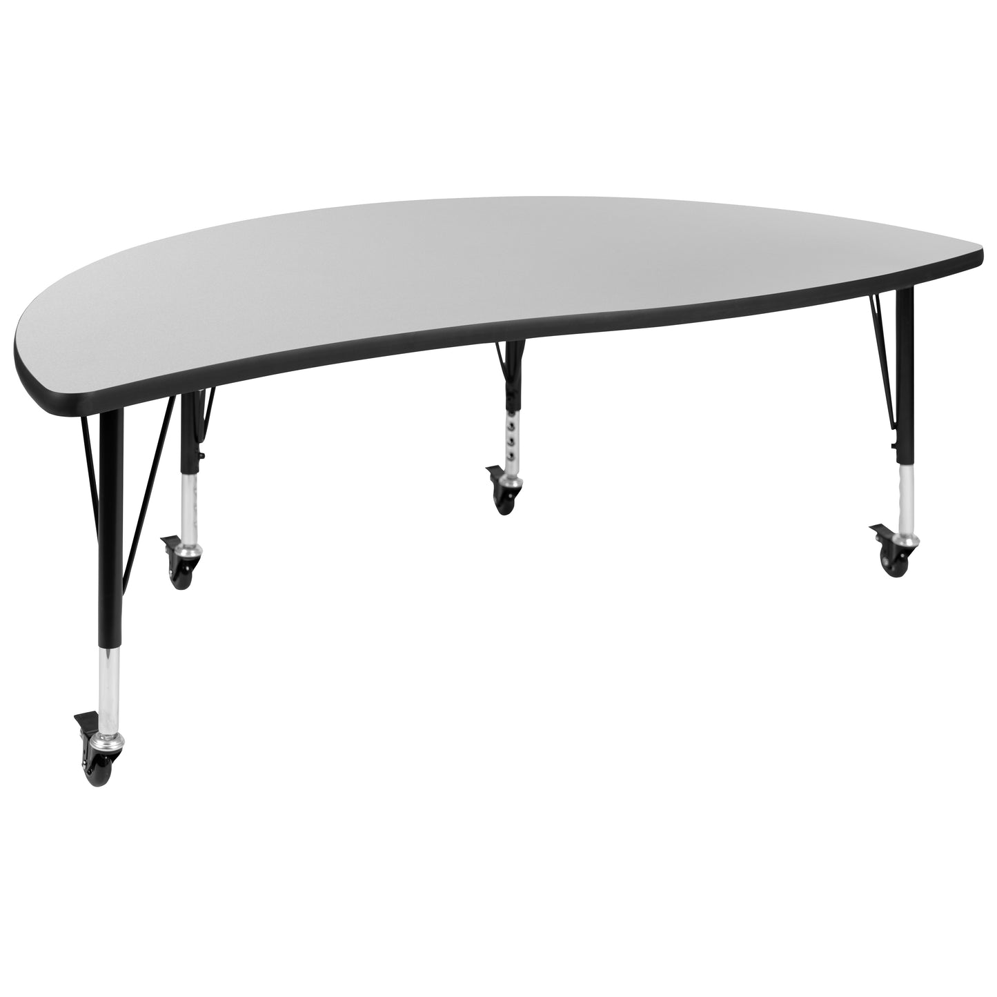 Emmy Mobile 60" Circle Wave Flexible Laminate Activity Table Set with 14" Student Stack Chairs, Grey/Black