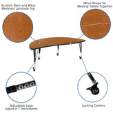 Emmy Mobile 60" Circle Wave Flexible Laminate Activity Table Set with 14" Student Stack Chairs, Oak/Black