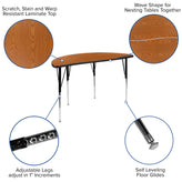 Emmy 76" Oval Wave Flexible Laminate Activity Table Set with 16" Student Stack Chairs, Oak/Black
