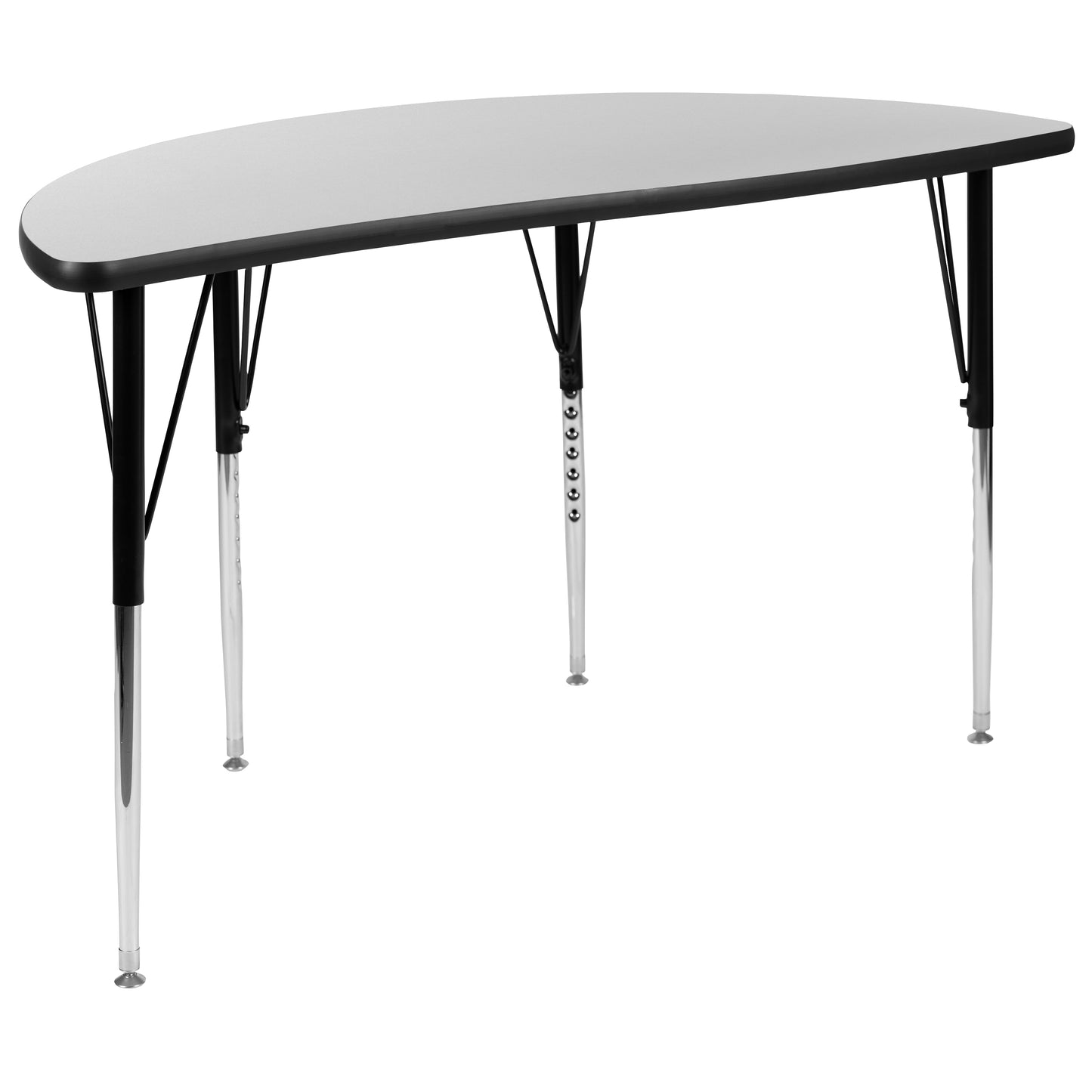 Emmy 76" Oval Wave Flexible Laminate Activity Table Set with 18" Student Stack Chairs, Grey/Black